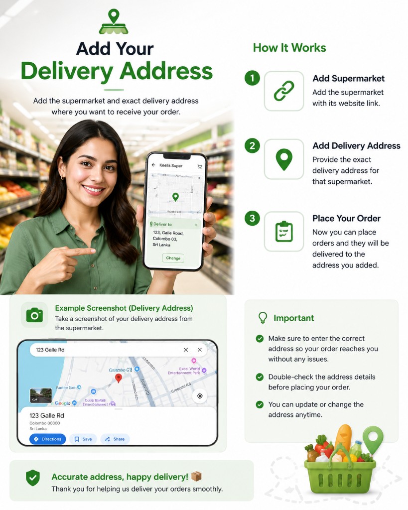 How to add your delivery address for supermarket orders